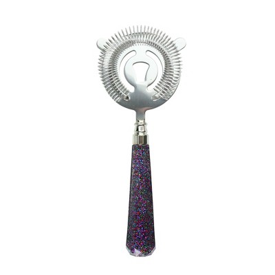 Wild Eye 9" Transparent Multi Glitter and Gold Stainless Steel Bar Cocktail Strainer