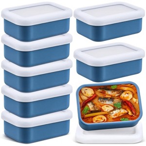 8 Pcs 1 Cup Silicone Freezer Containers with Lid, Rectangle Soup Freezer Molds, Reusable Food Storage Trays for Soups - 1 of 4