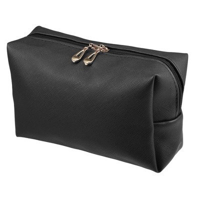 Elise Makeup Bag - Cotton Black Classic Leather