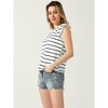 Allegra K Women's Cap Sleeve Crew Neck Batwing Sleeve Casual Striped Blouse - 4 of 4