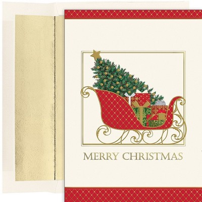 JAM Paper Christmas Cards & Envelopes Set 7 6/7x5 5/8 Santa's Elegant Sleigh 526938200