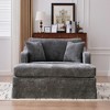 CIPACHO Charcoal 45.27" Wide Farmhouse Accent Chair & 46" Chenille Ottoman Set - Upholstered with Bolster Pillows, Black Metal Legs - 3 of 4