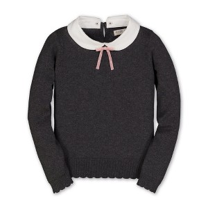 Hope & Henry Girls'  Cotton French Look Sweater with Collar and Bow, Infant - 1 of 4