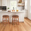 Royal Hampton Swivel Counter Stool Set of 2 | Faux Leather Seat | Mahogany Wood - 2 of 4