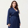 Anna-Kaci Lounge Women's Plus Size Long Robe Set with Soft Draped Silhouette and Smooth Flowing Fabric for an Layered Lounge Look - 3 of 4