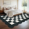 Modern Geometric Area Rug Scalloped Edge Washable Rugs for Living Room Bedroom Soft Foldable Farmhouse Carpet - 2 of 4