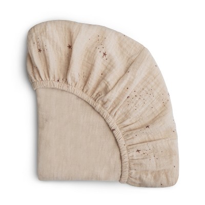 Extra Soft Beige Cotton Bassinet Crib Sheet with Falling Stars