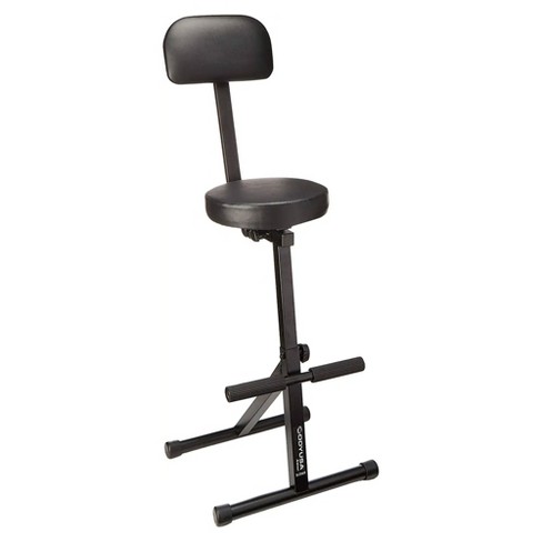 Odyssey DJ Musician Performer Chair Seat Padded Portable Stool with 300 Pound Weight Limit Adjustable Height and Back Rest Black