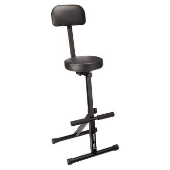 Odyssey DJ Musician Performer Chair Seat Padded Portable Stool with 300 Pound Weight Limit, Adjustable Height, and Back Rest, Black