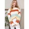 I AM A FASHION JUNKY White Striped Color Block Drop Shoulder Knit Sweater - 3 of 4
