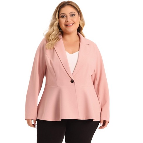 Hot pink jacket plus size best sale