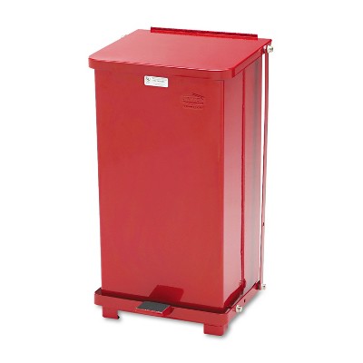 Rubbermaid Indoor Utility Step-On Waste Container, Square, Plastic, 12gal, Red