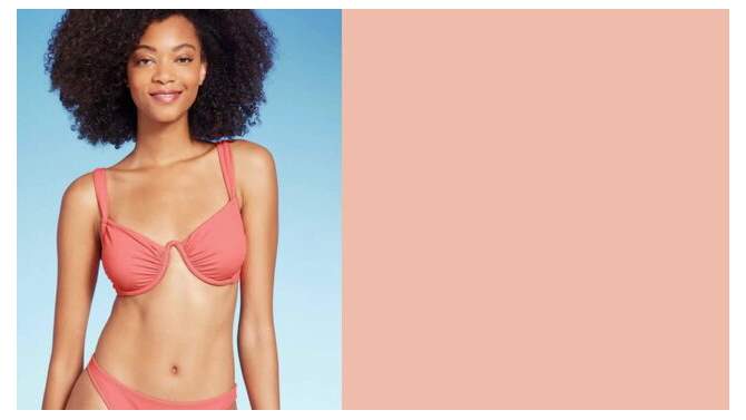 Women's Shirred Cup Continuous Underwire Bikini Top - Shade & Shore™ Pink, 2 of 7, play video