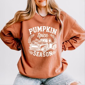 Simply Sage Market Pumpkin Spice Season Truck Distressed Lightweight Garment Dyed Sweatshirt - 1 of 4
