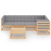 vidaXL Patio Lounge Set Outdoor Sofas with Cushions Solid Wood Pine - Natural With Cushion - 3 of 4