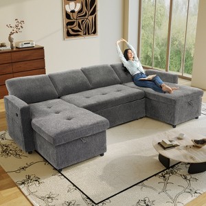 Vipbear 108" 4 Seat Modular Sectional Sofa with USB Ports/Adjustable Backrest/2 Storage Seats - 1 of 4