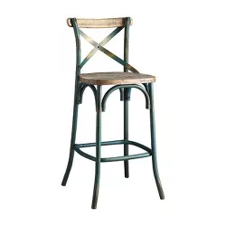 18" Zaire Bar Chair Antique Turquoise/Antique Oak - Acme Furniture