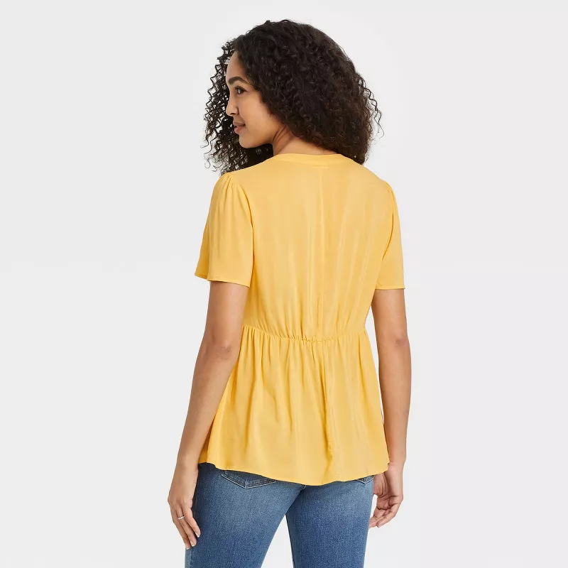Buy Short Sleeve V-Neck Button-Front Woven Maternity Shirt - Isabel  Maternity by Ingrid & Isabel™ Yellow L Online at Lowest Price in Nigeria.  84155569