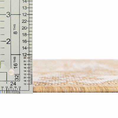 Natural Brown Synthetic Flat Woven Reversible Outdoor Rug 4' x 6'