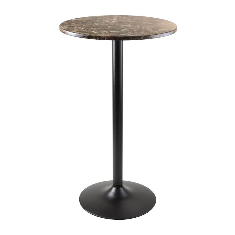 Cora Round Bar High Table Faux Marble Top Metal/Black - Winsome, 1 of 5