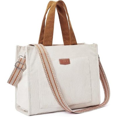 CLUCI Corduroy Tote Bag For Women Casual Zipper Tote Fashion Shoulder Handbag Hobo Bag