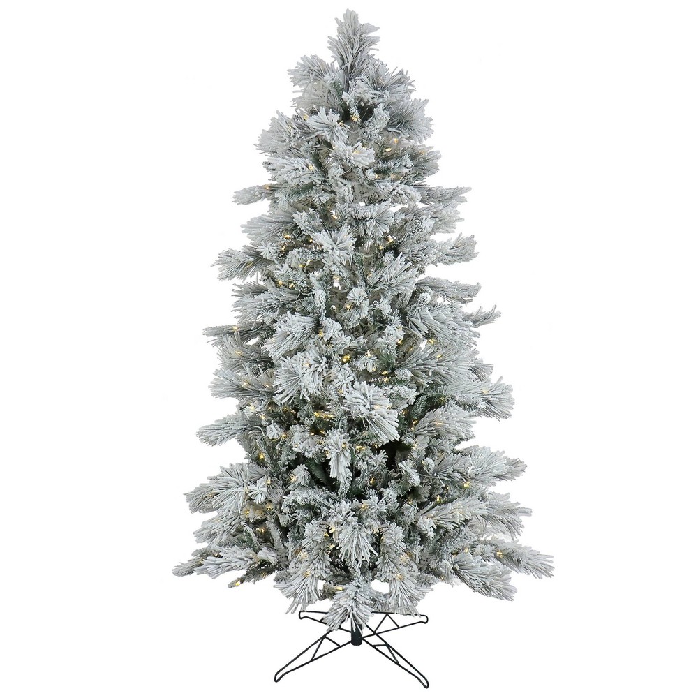 Photos - Garden & Outdoor Decoration HGTV 6.5' Pre-lit Slim Flocked Bavarian Pine Artificial Christmas Tree with Dual Color LED Lights