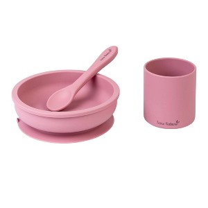 SARO "Nordic Party" 3-Piece Silicone Baby Feeding Set: Suction Plate, Spoon & Cup for Self-Feeding - 1 of 4