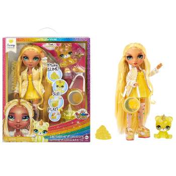 Rainbow High Sunny with Slime Kit & Pet 11'' Shimmer Doll with DIY Sparkle Slime, Magical Yeti Pet and Fashion Accessories Yellow