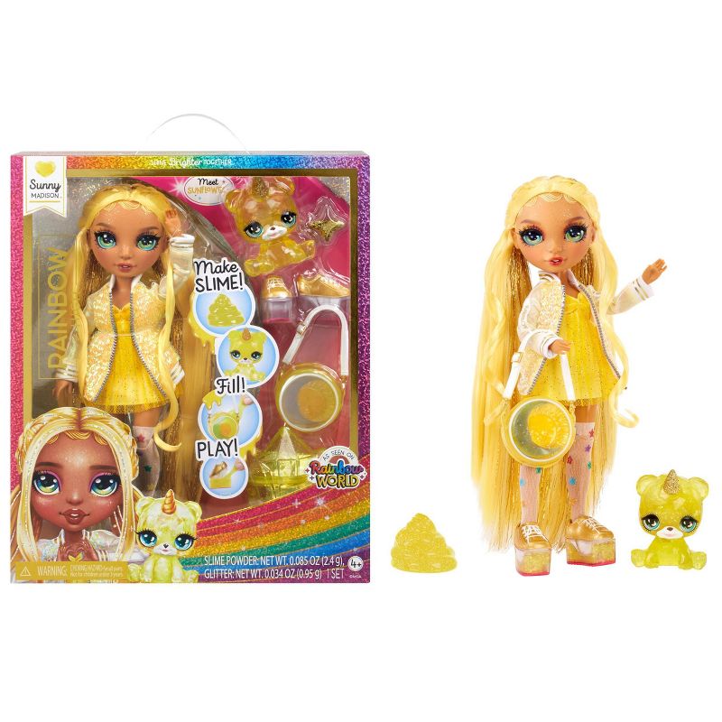 Rainbow High Sunny Yellow with Slime Kit &#38; Pet 11&#39;&#39; Shimmer Doll with DIY Sparkle Slime, Magical Yeti Pet and Fashion Accessories, 1 of 11