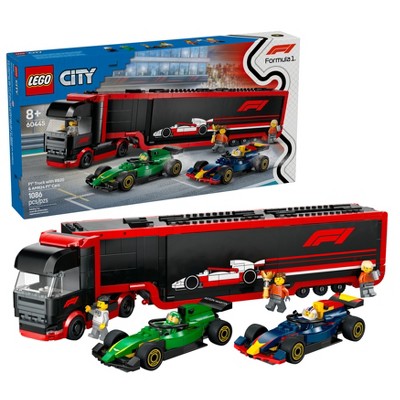 LEGO City F1 Truck with RB20 & AMR24 F1 Cars, Model Car Building Toy 60445