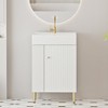 FAMYYT 21.6 in. Single Sink Freestanding White Bath Vanity with White Ceramic Top, Soft-closing Hinge, Left-side Open Shelf - 4 of 4