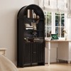 MOEPISY 71inches Tall Farmhouse Bookshelf with Arched Top and Storage Cabinet, Black - 2 of 4