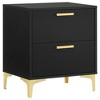 Vynxaria 2-Drawer Rectangular Nightstand - Gold Pull Handles, Bracket Legs, Modern Space-Saving Bedroom Storage - 2 of 4