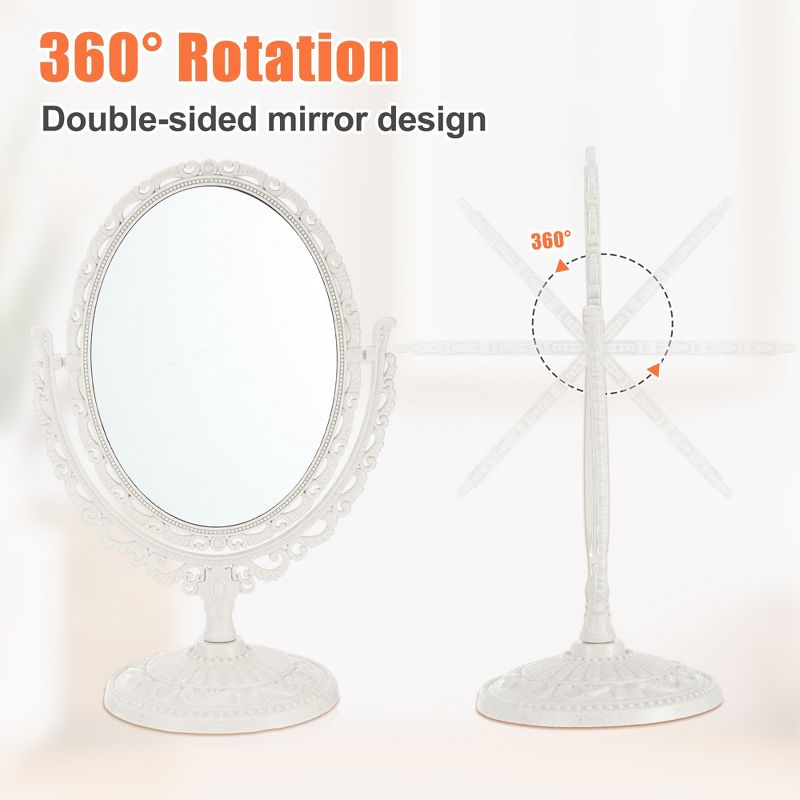 Unique Bargains Oval Shaped Double Sided 360° Rotating Makeup Mirror 1 Pc, 3 of 7