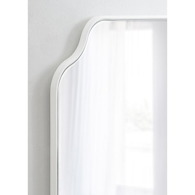White Scalloped Rectangular Wood Vanity Wall Mirror, 24x36