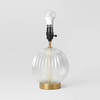 Small Ribbed Glass Lamp Base Clear (Includes LED Light Bulb) - Threshold™