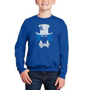 LA Pop Art The Mad Hatter - Boy's Word Art Crewneck Sweatshirt - 1 of 3