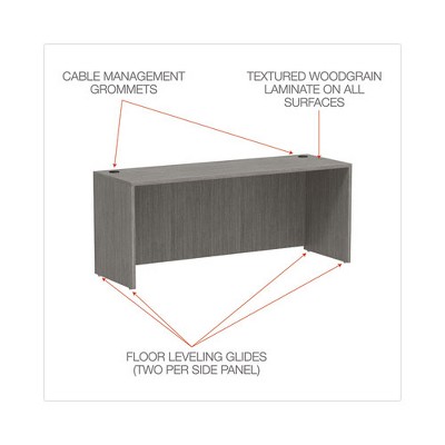Gray Modern Credenza Desk with Drawer and Filing Cabinet