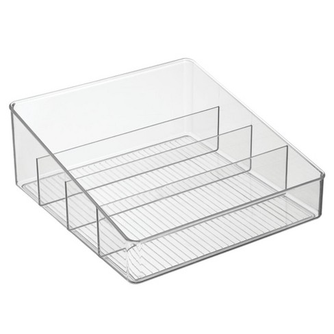 Mdesign Plastic Divided Cosmetic Organizer Caddy Tote Bin With Handle -  Clear : Target