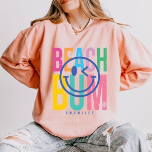 Simply Sage Market S.W.Smiley Beach Bum  Lightweight Garment Dyed Sweatshirt - 1 of 4