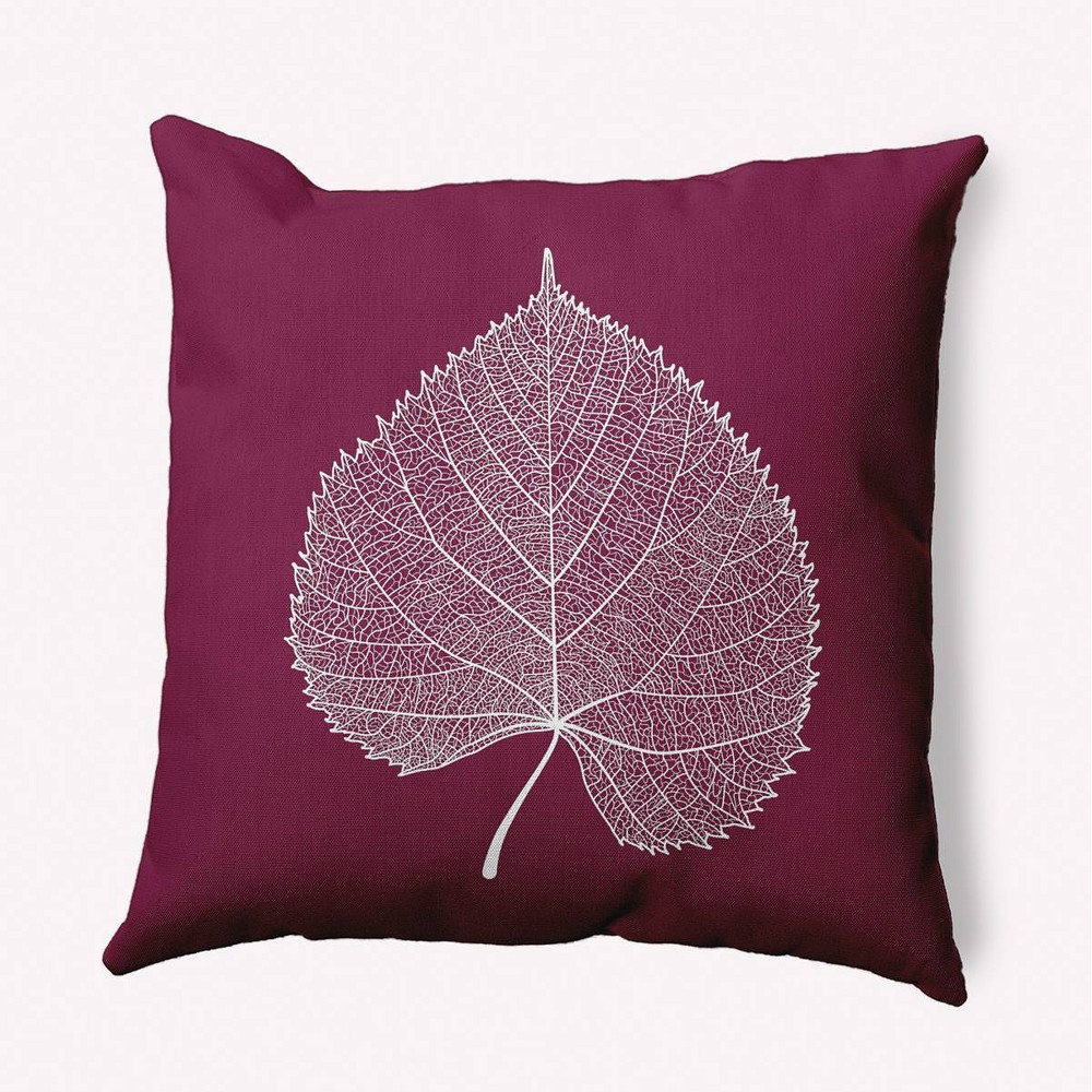 Photos - Pillow 16"x16" Leaf Study Square Throw  Plum Purple - e by design: Botanical Pattern, Indoor Polyester Twill