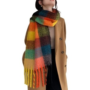 MSDC Winter Women Warm Scarf Long Shawl Large Scarves Cold Weather Thick Blanket Scarfs Colorful Plaid - 1 of 4