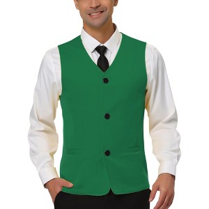 Lars Amadeus Men's V Neck Sleeveless Pockets Button-Up Casual Vest - 1 of 4