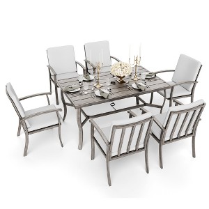 HAPPATIO 7 Piece Aluminum Patio Dining Set, Outdoor Dining Table and Chairs Set - 1 of 4