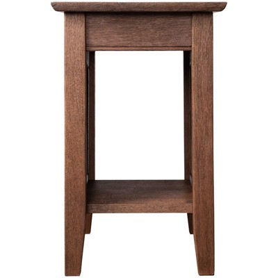 Nantucket Burnt Amber Solid Rubberwood Side Table with Charging Station