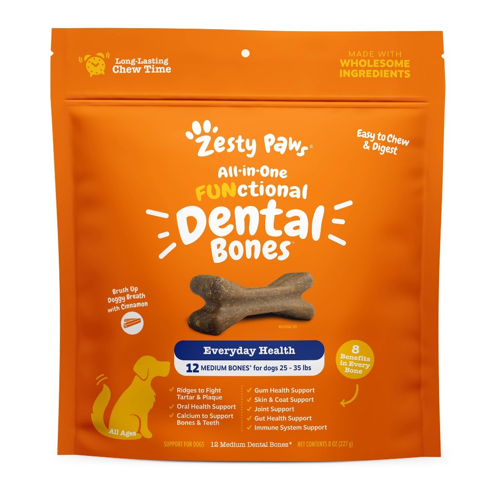 Photos - Dog Food Zesty Paws Dental with Cinnamon Dog Treats - Medium/Regular - 12ct 