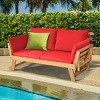 Tangkula Outdoor Folding Daybed Patio Acacia Wood Convertible Couch Sofa Bed TurquoiseRed WhiteDark Grey - 2 of 4