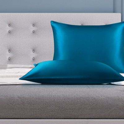 1 Pc Standard 100% Natural Pure Silk Pillowcase Peacock Blue - PiccoCasa
