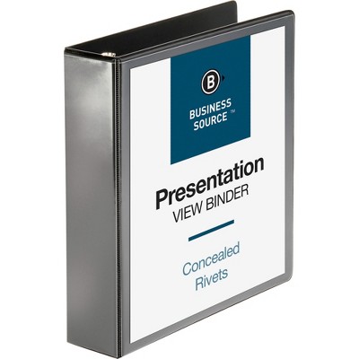 Business Source Standard View Binder 2" Capacity 11"x8-1/2" Black 09984