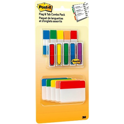 Post-it Tabs, 1 Solid, Red, Yellow, Blue, 66 Tabs & Dispenser per Pack, 3 Packs